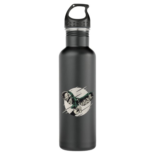 Falconry hawk stainless steel water bottle (Front)