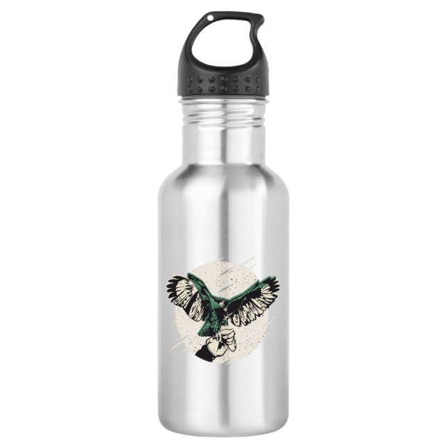 Falconry hawk stainless steel water bottle (Front)