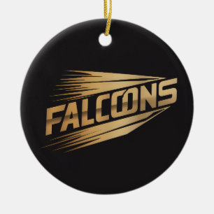 Falcons Golden Speed Typography Design Ceramic Ornament