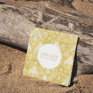 Falcons & Roses Chic Elegant Illustrated   Discount Card