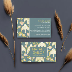 Falcons & Roses Chic Unique Modern Notary Public Business Card