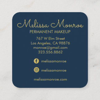 Falcons & Roses Elegant Boho Navy Square Business Card