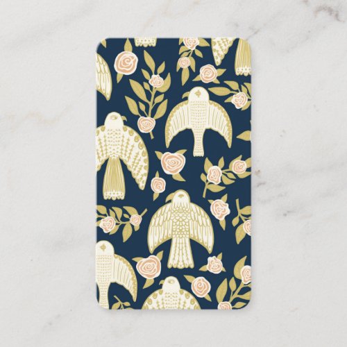 Falcons  Roses Elegant Illustrated Navy Business Card