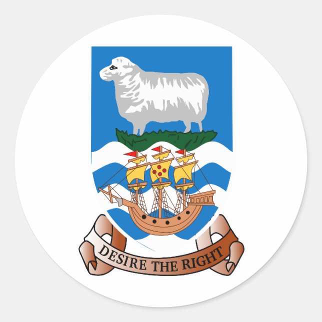 Falkland Islands Coat of Arms Classic Round Sticker (Front)