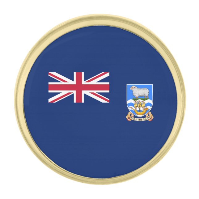 Falkland Islands Flag Gold Finish Lapel Pin (Front)