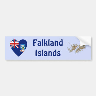 Falkland Islands Flag Heart + Map Bumper Sticker