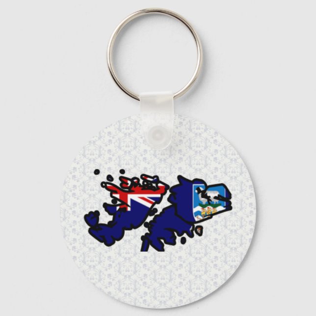 Falkland Islands Flag Map full size Keychain (Front)