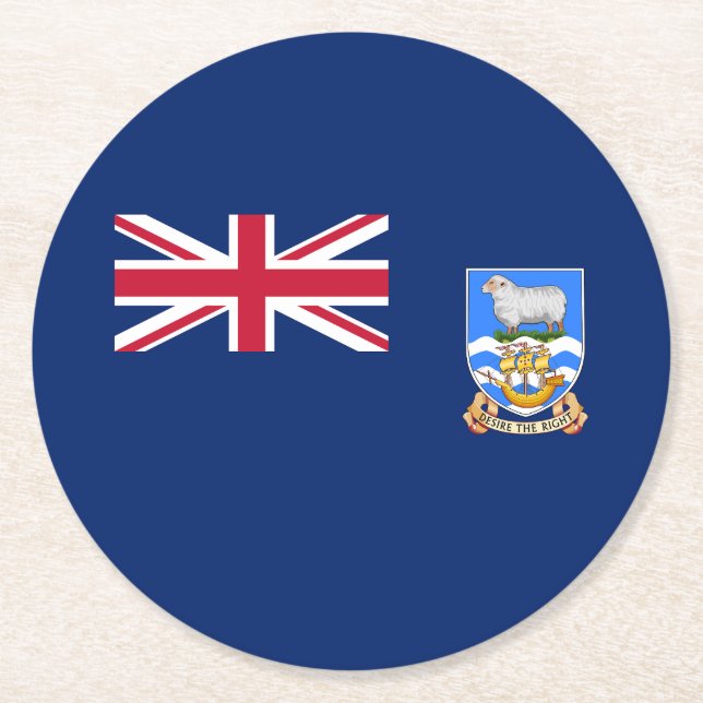 Falkland Islands Flag Round Paper Coaster (Front)