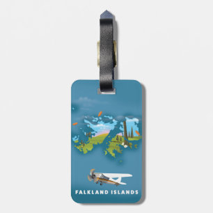 Falkland islands illustrated map luggage tag