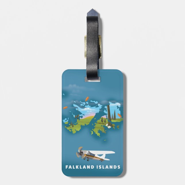 Falkland islands illustrated map luggage tag (Back Vertical)