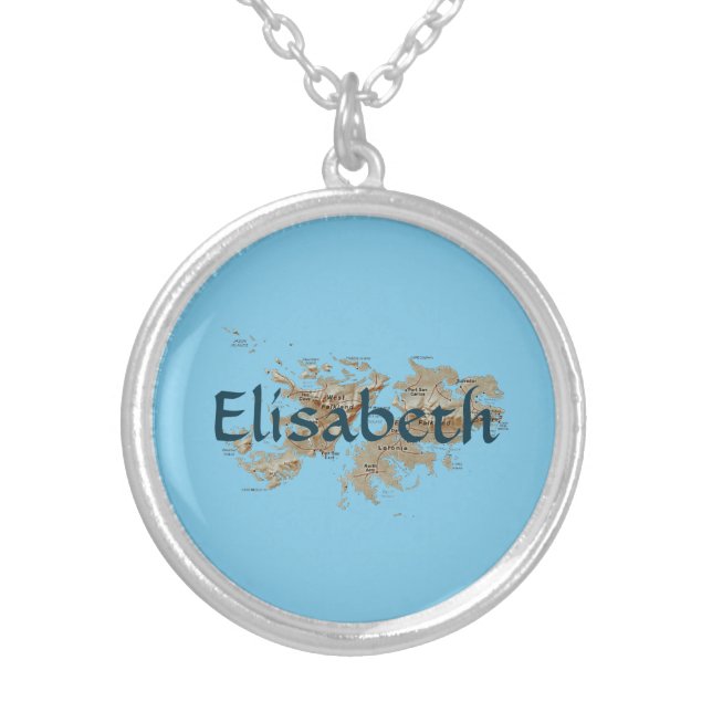 Falkland Islands Map + Name Necklace (Front)