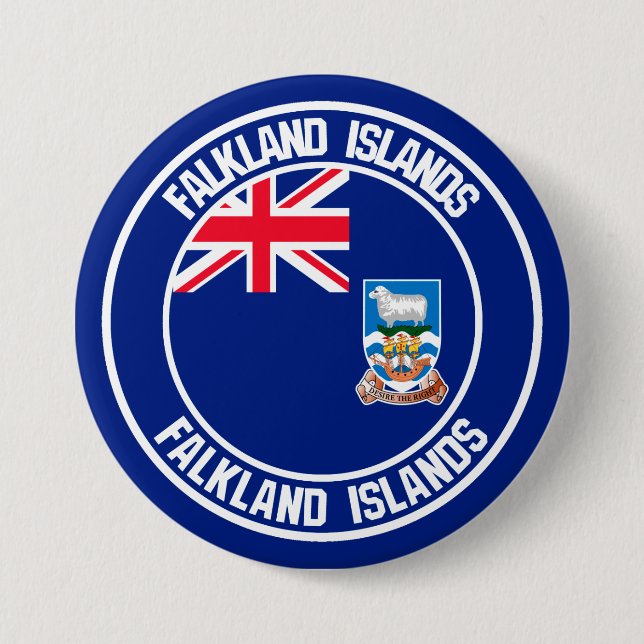 Falkland Islands Round Emblem Button (Front)