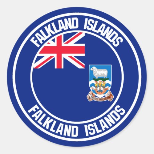 Falkland Islands Round Emblem Classic Round Sticker