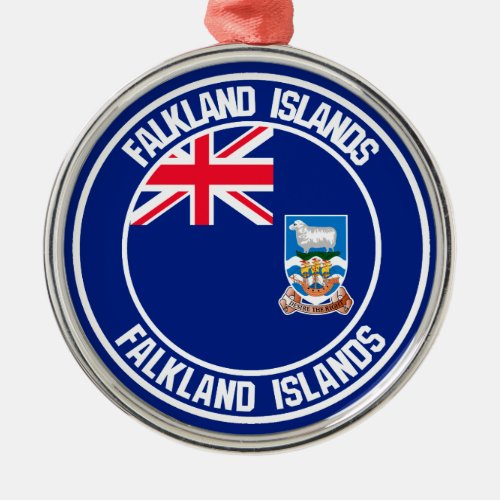 Falkland Islands Round Emblem Metal Ornament