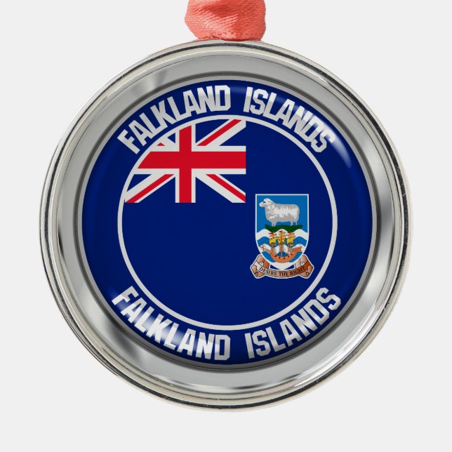 Falkland Islands Round Emblem Metal Ornament (Front)