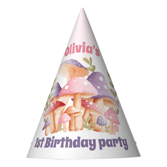 Fall 1st Birthday Personalized Pink Party Hat (Front)