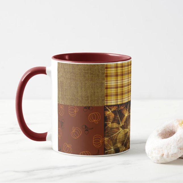Fall 4 corners 2 Design Warm Tones Mug (With Donut)