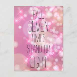 Fall 7 times Stand up 8 - Pink Inspirational Quote Postcard