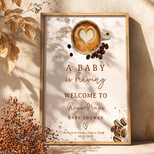 Fall A Baby Is Brewing Coffee Baby Shower Welcome Poster (Fall A Baby Is Brewing Coffee Baby Shower Welcome Poster)