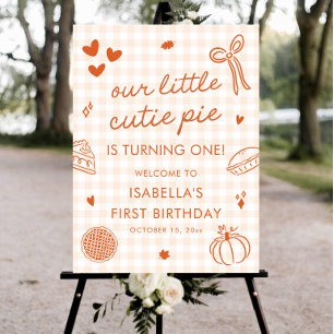 Fall A Little Cutie Pie 1st Birthday Welcome Sign