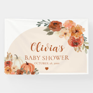 Fall A Little Pumpkin Autumn Floral Baby Shower Banner