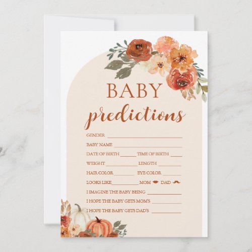 Fall A Little Pumpkin Baby Shower Baby Prediction Invitation