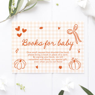 Fall A Little Pumpkin Baby Shower Books For Baby Enclosure Card