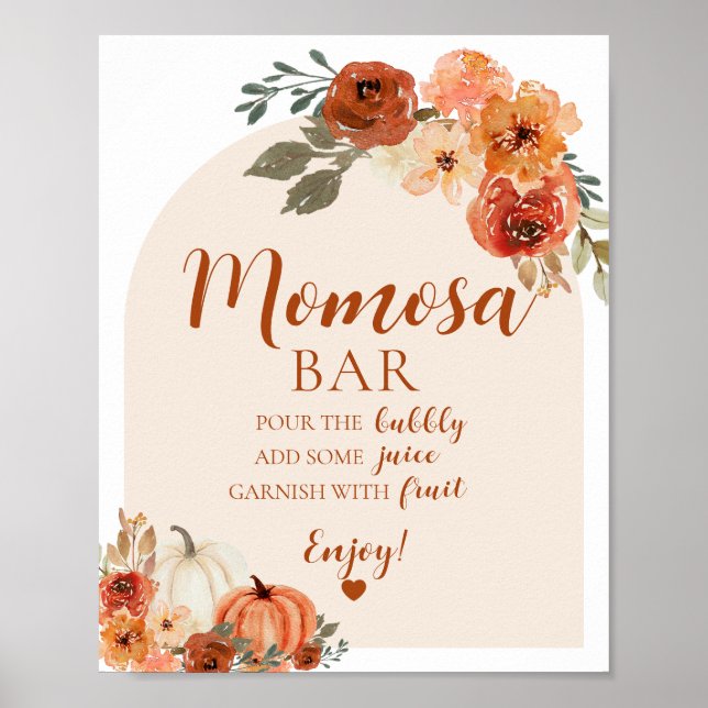 Fall A Little Pumpkin Baby Shower Momosa Bar Sign (Front)