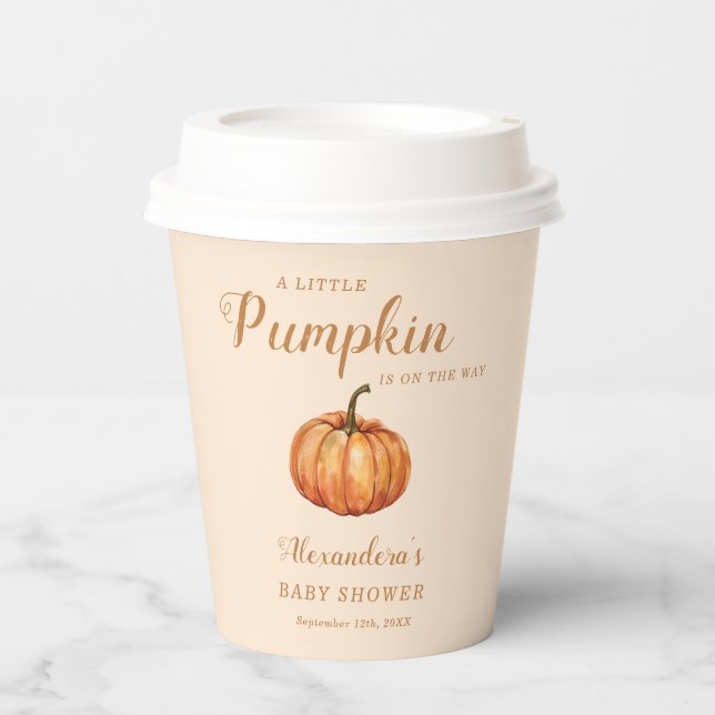 Fall A Little Pumpkin Baby Shower Paper Cups (Front)