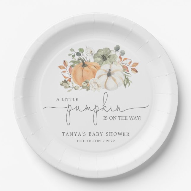 Fall A Little Pumpkin Baby Shower  Paper Plates (Front)