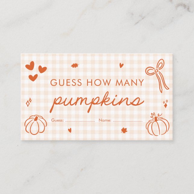 Fall A Little Pumpkin Guess How Many Pumpkins Game Enclosure Card (Front)
