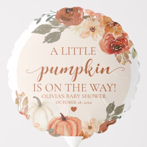 Fall A Little Pumpkin is on the way Baby Shower Balloon