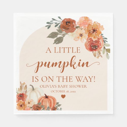 Fall A Little Pumpkin is on the way Baby Shower  Napkins