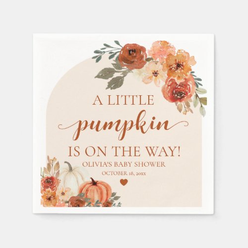 Fall A Little Pumpkin is on the way Baby Shower  Napkins