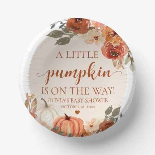 Fall A Little Pumpkin is on the way Baby Shower Paper Bowls