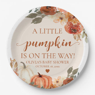Fall A Little Pumpkin is on the way Baby Shower Paper Plates