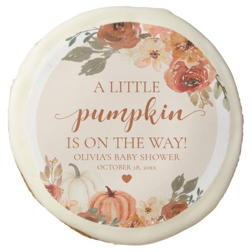 Fall A Little Pumpkin is on the way Baby Shower Sugar Cookie