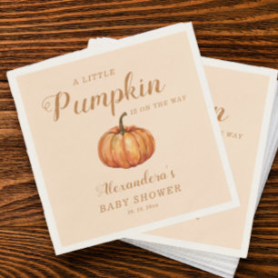 Fall A Little Pumpkin On the Way Baby Shower Napkins