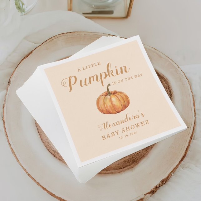 Fall A Little Pumpkin On the Way Baby Shower Napkins (Creator Uploaded)