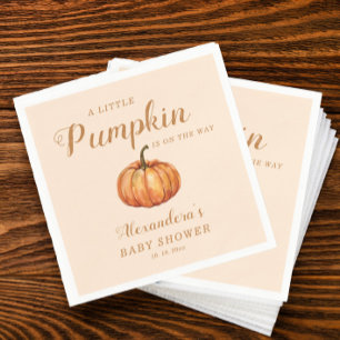 Fall A Little Pumpkin On the Way Baby Shower Napkins