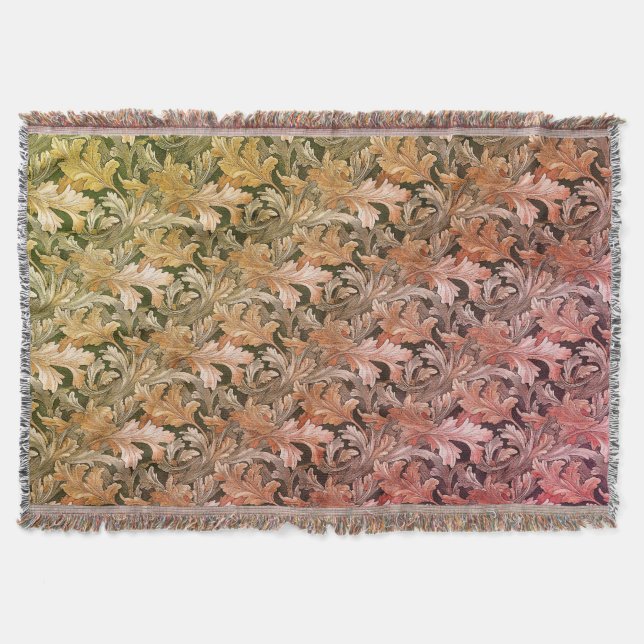 Fall Acanthus Leaves Throw Blanket (Front)