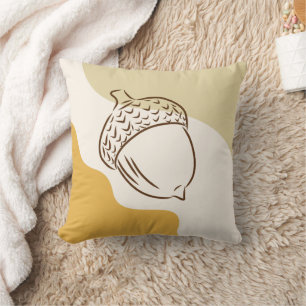 Fall Acorn Abstract Shape Autumn Thanksgiving Gift Throw Pillow