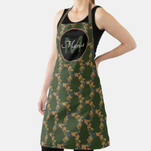 Fall Acorn and Leaves Country Pattern Monogram Apron