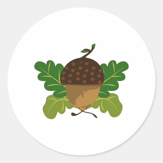 Fall Acorn Classic Round Sticker (Front)