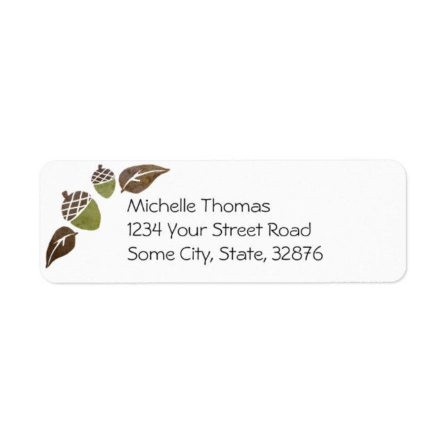 Fall Acorns and Leaves Wedding Label (Front)