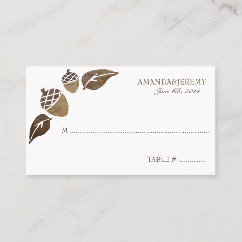 Fall Acorns and Leaves Wedding Business Card
