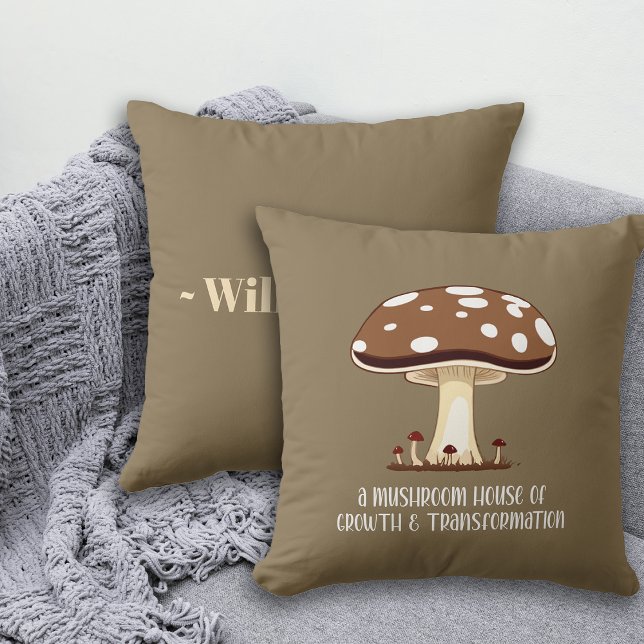 Fall Aesthetics Mushroom Inspired Positive Vibes Throw Pillow (Creator Uploaded)