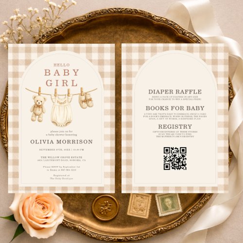 Fall Clothesline Terracotta baby shower invitation