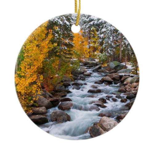 Fall along Bishop creek, California Ceramic Ornament