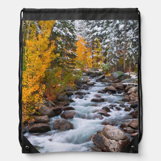 Fall along Bishop creek, California Drawstring Bag (Front)